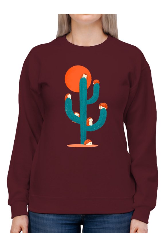 Hedgehogs On A Cactus Sweatshirt Womens -Jay Fleck Designs, Female Casual Fit