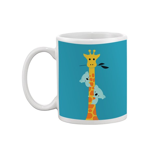 Image Conscious Koalas Climbing A Giraffe Mug - Jay Fleck Designs, 15 fl oz Ceramic Mug