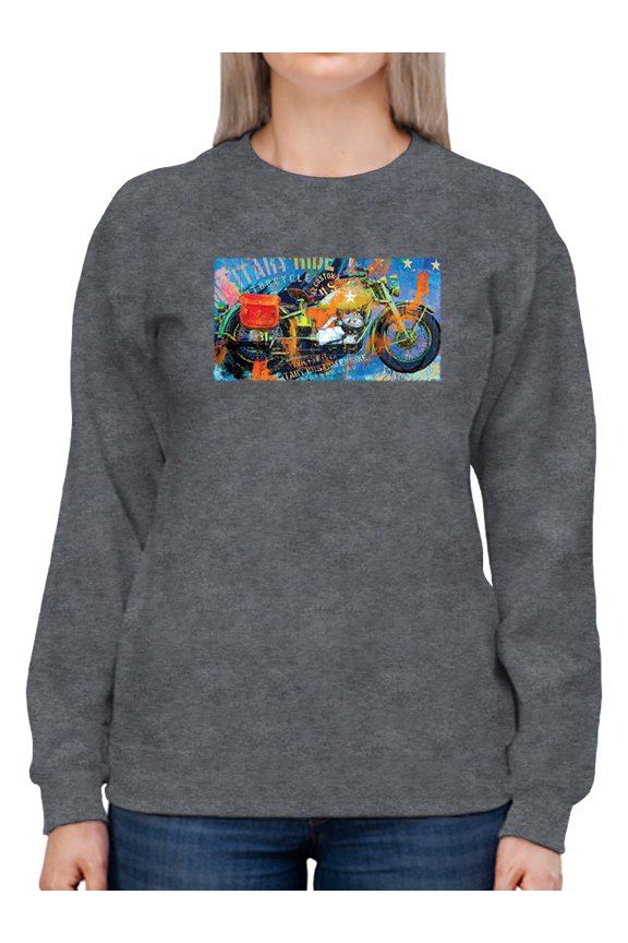 Military Ride Motorcycle Sweatshirt Womens -Porter Hastings Designs, Female Medium