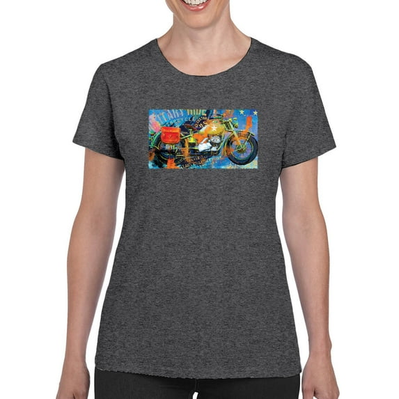 Image Conscious Military Ride Motorcycle T-Shirt Womens -Porter Hastings Designs, Female Medium