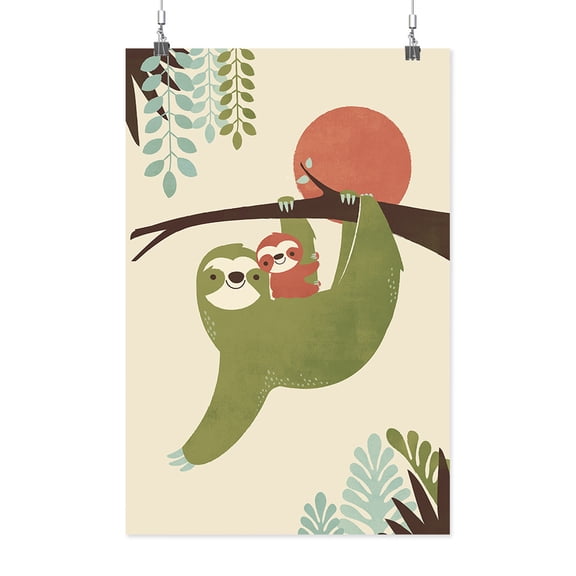 Image Conscious Momma Sloth And Baby Poster - Jay Fleck Designs, Poster Print 17 x 25.5 in