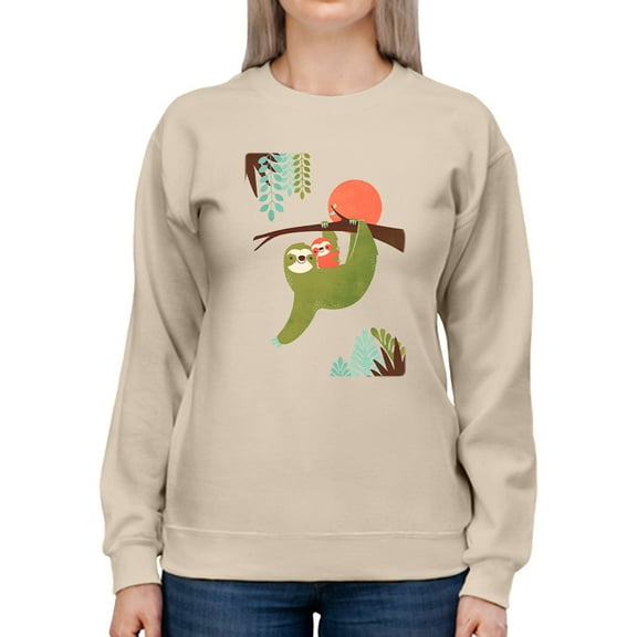 Image Conscious Momma Sloth And Baby Sweatshirt Womens -Jay Fleck Designs, Female Casual Fit