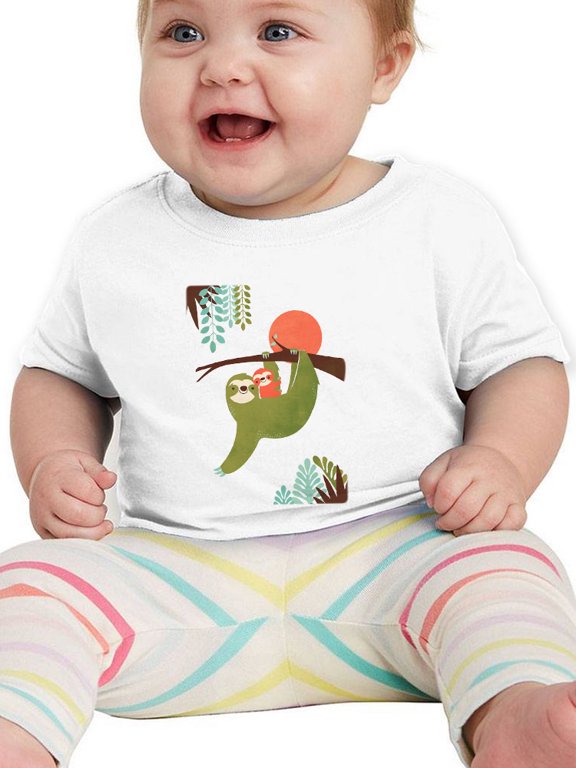 Momma Sloth And Baby T-Shirt Infant -Jay Fleck Designs, Unisex Regular Fit