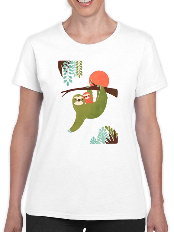 Momma Sloth And Baby T-Shirt Womens -Jay Fleck Designs, Female Regular Fit
