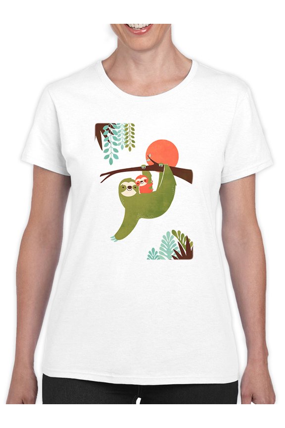 Momma Sloth And Baby T-Shirt Womens -Jay Fleck Designs, Female Regular Fit