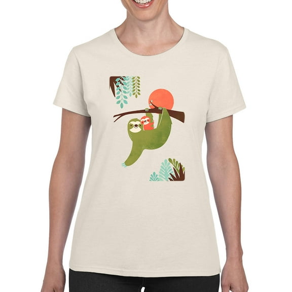 Image Conscious Momma Sloth And Baby T-Shirt Womens -Jay Fleck Designs, Female Regular Fit