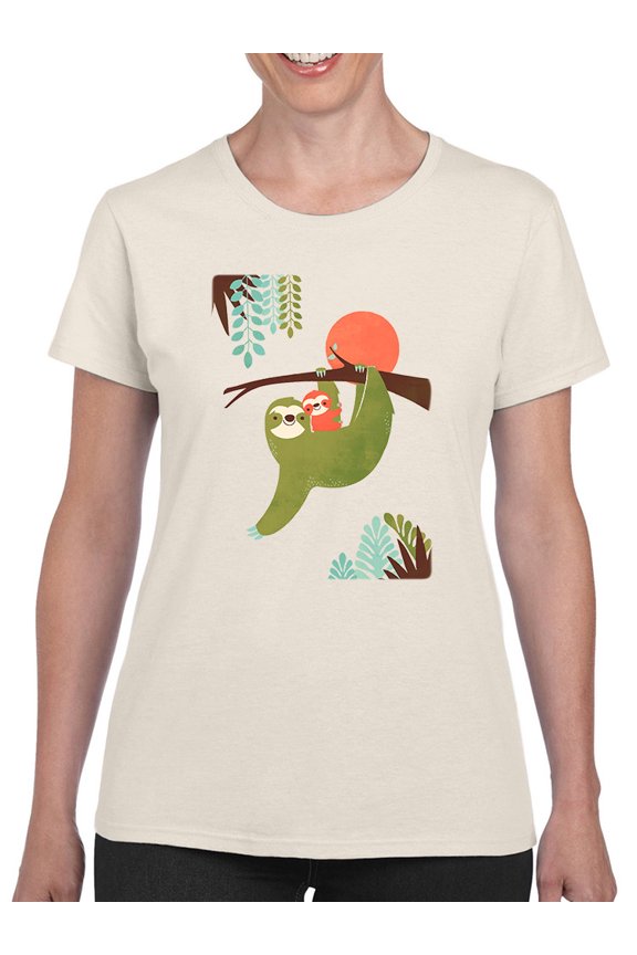 Momma Sloth And Baby T-Shirt Womens -Jay Fleck Designs, Female Regular Fit