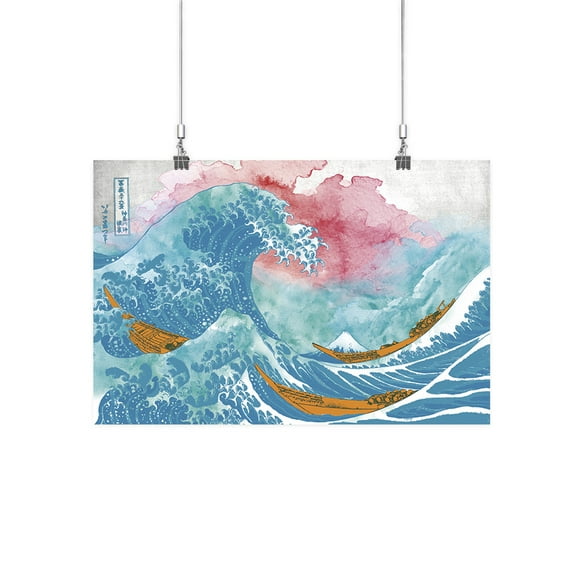Image Conscious Ocean Waves With Boats Poster - Porter Hastings Designs, Poster Print 17 x 25.5 in