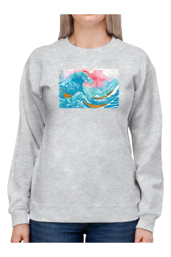 Ocean Waves With Boats Sweatshirt Womens -Porter Hastings Designs, Female Medium