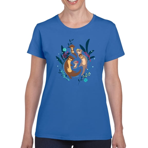 Image Conscious Otter Family T-Shirt Womens -Jay Fleck Designs, Female Regular Fit
