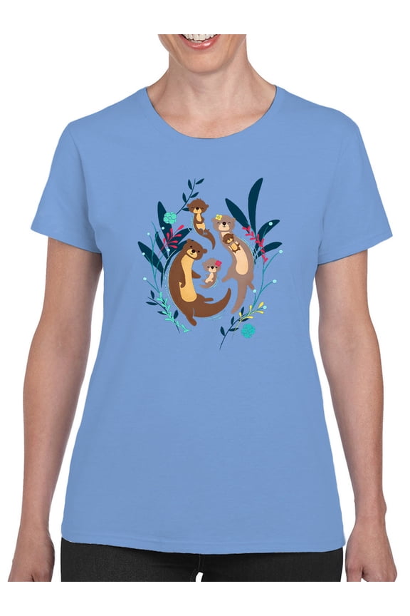Otter Family T-Shirt Womens -Jay Fleck Designs, Female Regular Fit