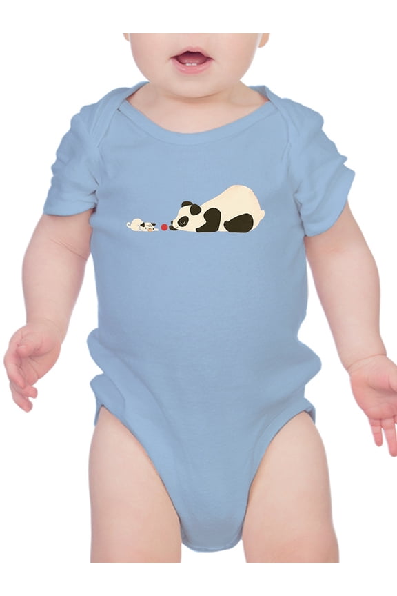 Panda And Dog Playing Bodysuit Infant -Jay Fleck Designs, Unisex Newborn