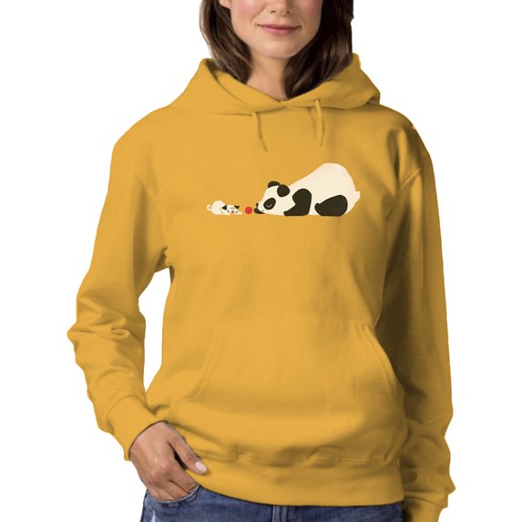 Image Conscious Panda And Dog Playing Hoodie Women -Jay Fleck Designs, Female Large