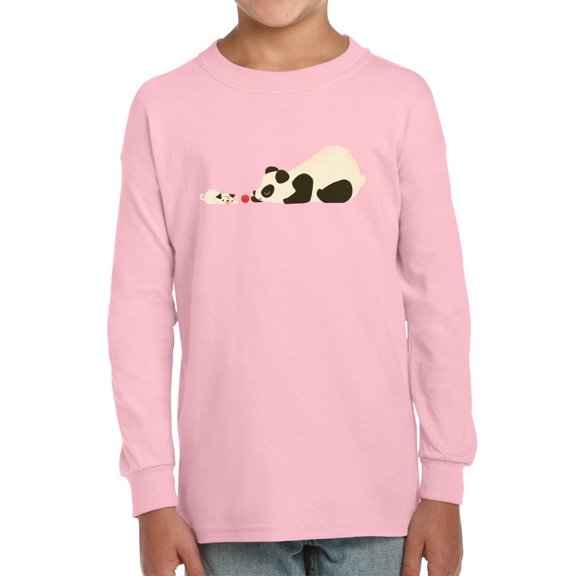 Image Conscious Panda And Dog Playing Long Sleeve Toddler -Jay Fleck Designs, Unisex 3 Toddler