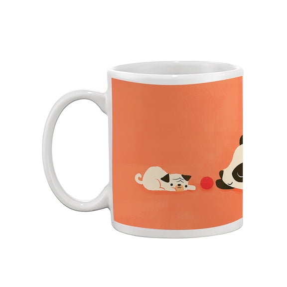 Image Conscious Panda And Dog Playing Mug - Jay Fleck Designs, 15 fl oz Ceramic Mug