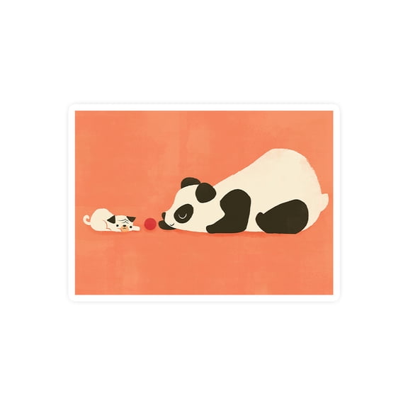 Image Conscious Panda And Dog Playing Sticker -Jay Fleck Designs, Vinyl Sticker