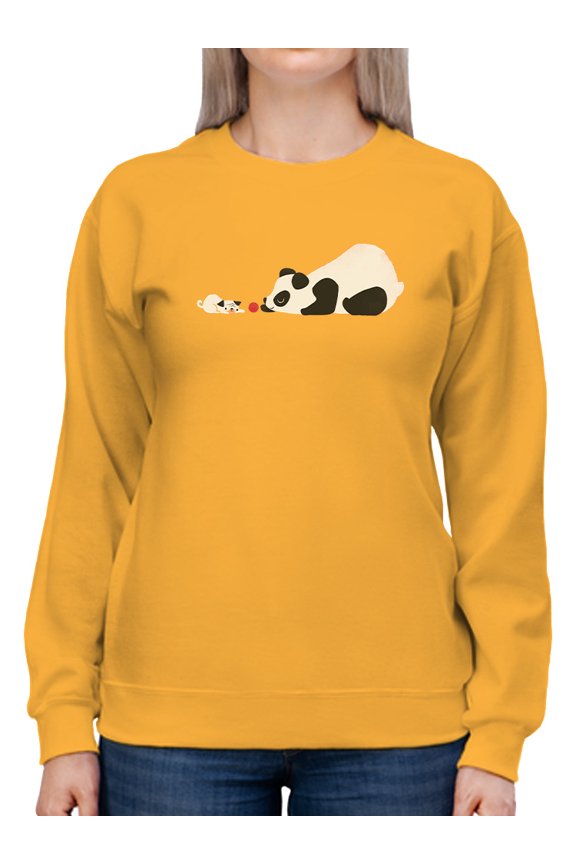 Panda And Dog Playing Sweatshirt Women -Jay Fleck Designs, Female Large