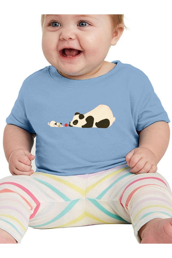 Panda And Dog Playing T-Shirt Infant -Jay Fleck Designs, Unisex 18 Months