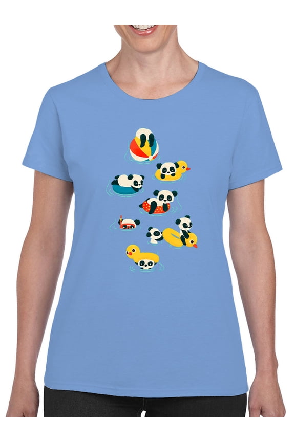 Panda Vacation T-Shirt Womens -Jay Fleck Designs, Female Regular Fit