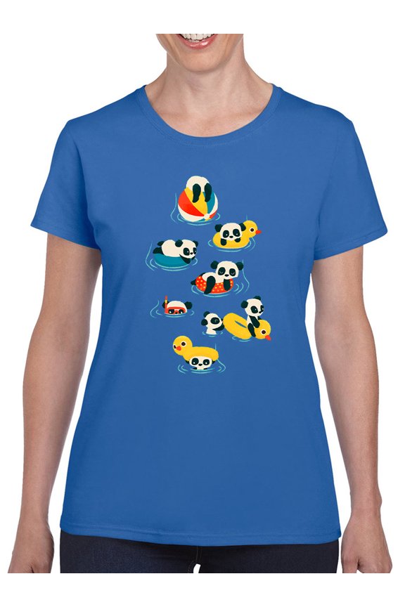 Panda Vacation T-Shirt Womens -Jay Fleck Designs, Female Regular Fit