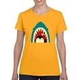 thumbnail image 1 of Image Conscious Penguin And Shark Greeting T-Shirt Women -Jay Fleck Designs, Female Large, 1 of 4