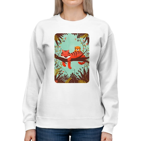 Image Conscious Sleeping Tiger Mom Sweatshirt Women's -Jay Fleck Designs