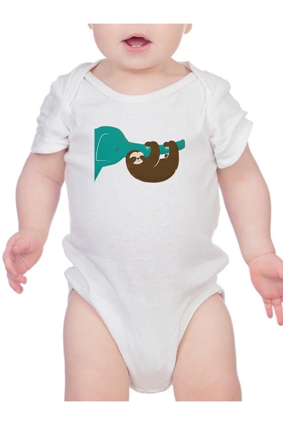 Sloth With An Elephant Bodysuit Infant -Jay Fleck Designs, Unisex 24 Months