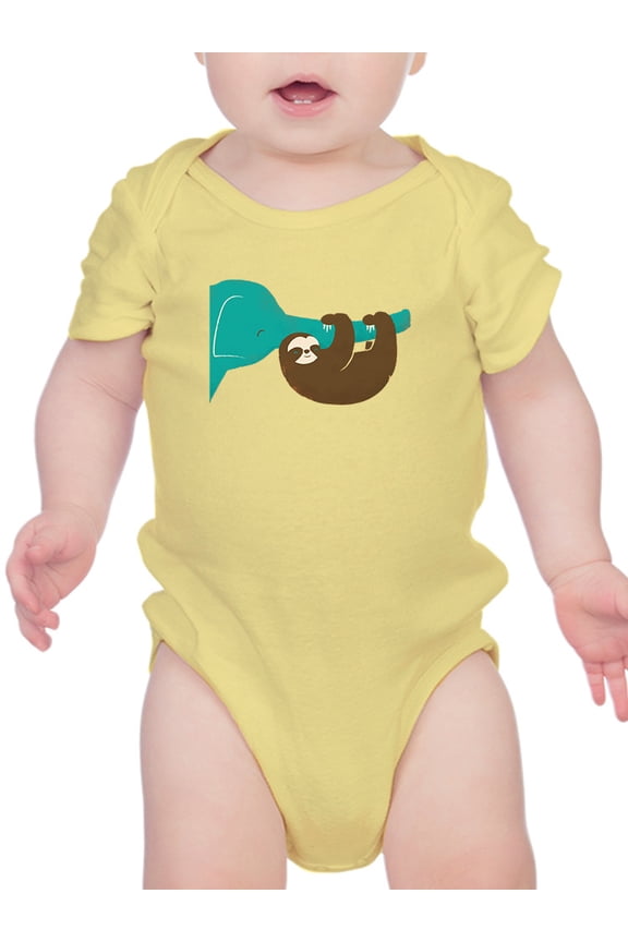 Sloth With An Elephant Bodysuit Infant -Jay Fleck Designs, Unisex Newborn