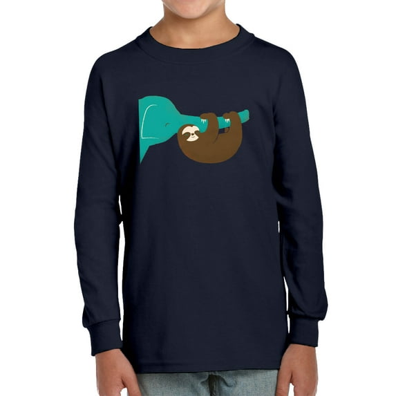 Image Conscious Sloth With An Elephant Long Sleeve Toddler -Jay Fleck Designs, Unisex 3 Toddler