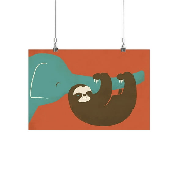 Image Conscious Sloth With An Elephant Poster - Jay Fleck Designs, Poster Print 17 x 25.5 in