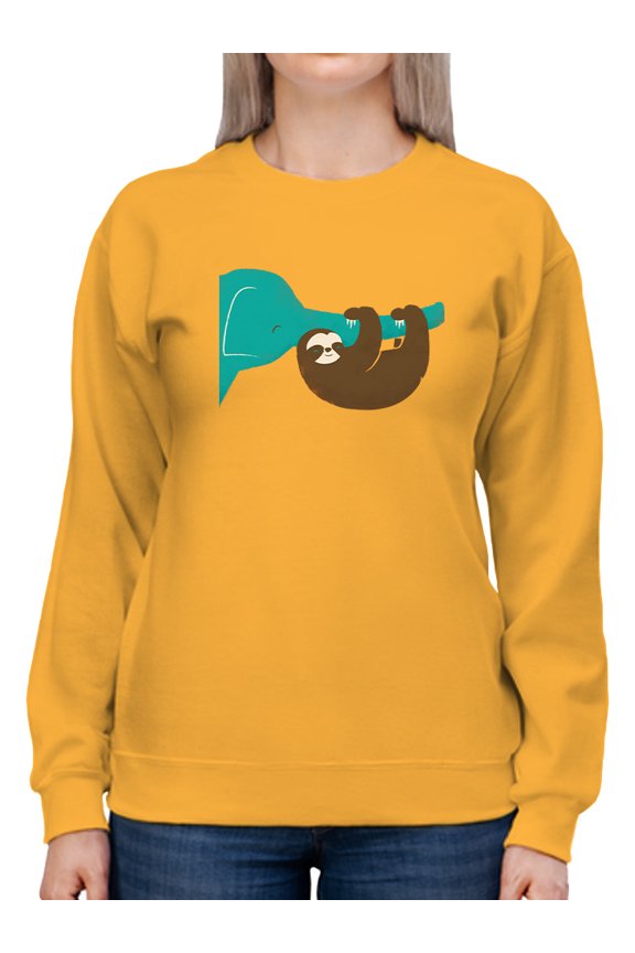 Sloth With An Elephant Sweatshirt Women -Jay Fleck Designs, Female 4X-Large