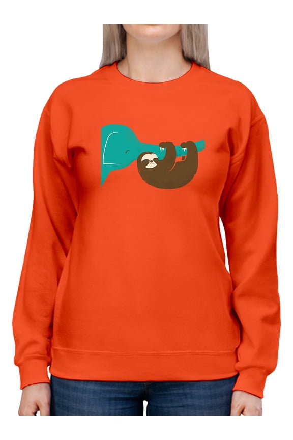 Sloth With An Elephant Sweatshirt Women -Jay Fleck Designs, Female XX-Large