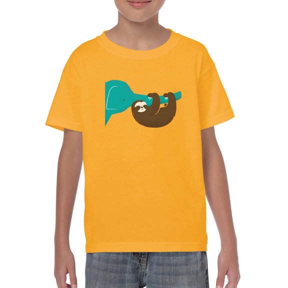 Image Conscious Sloth With An Elephant T-Shirt Juniors -Jay Fleck Designs, Unisex x-Small
