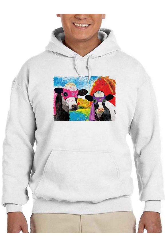Super Cows Hoodie Mens -Porter Hastings Designs, Male Large