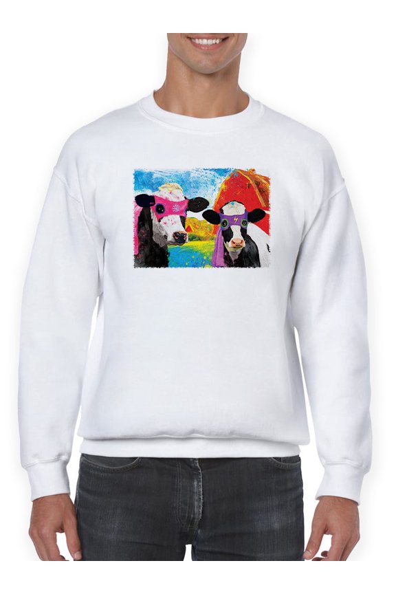 Super Cows Sweatshirt Mens -Porter Hastings Designs, Male Large
