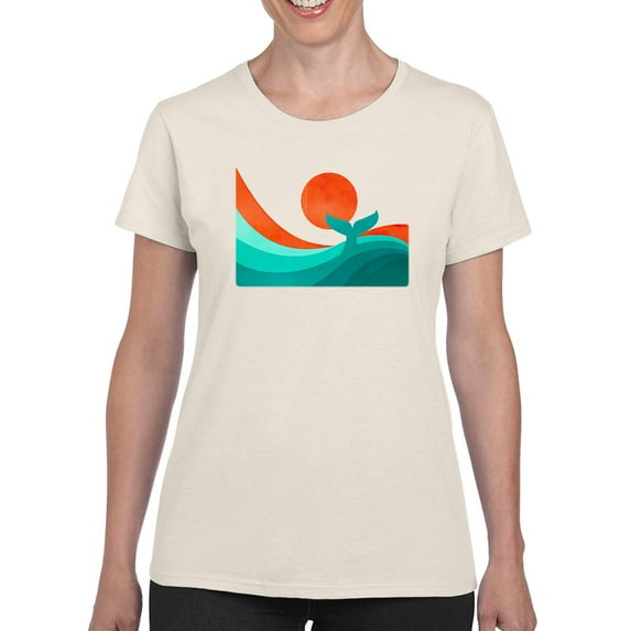 Image Conscious Whale Tail In The Sunset T-Shirt Womens -Jay Fleck Designs, Female Regular Fit