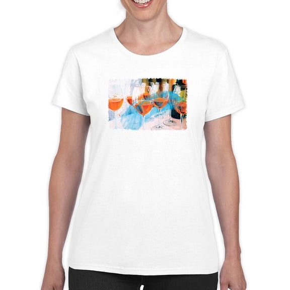 Image Conscious Wine Glasses T-Shirt Womens -Porter Hastings Designs, Female Regular Fit