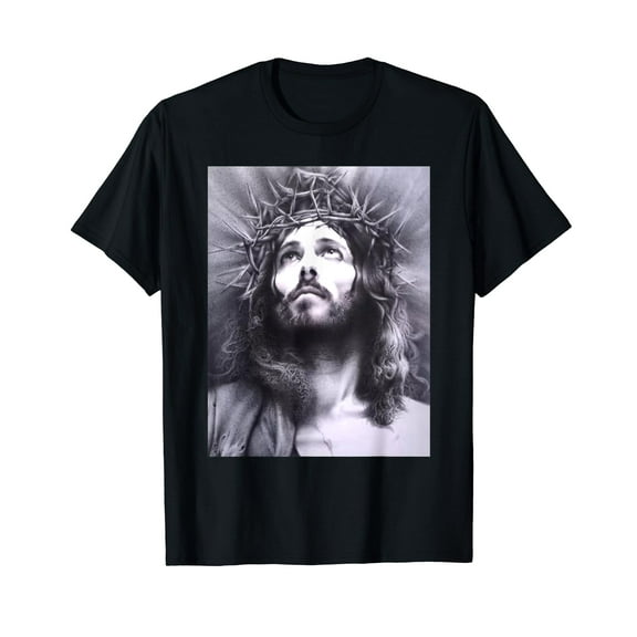 Image Face Of Jesus On A Cross With Crown Of Thorns T-Shirt