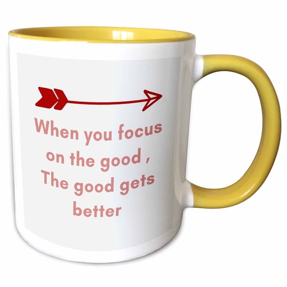 3drose, Image of a Arrow with Life Quotes, 11oz Two-tone Yellow Mug