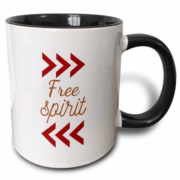 3drose, Image of a Arrow with Text of Free Spirit, 11oz Two-tone Black Mug