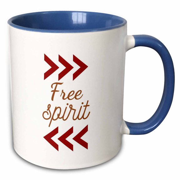 3drose, Image of a Arrow with Text of Free Spirit, 11oz Two-tone Blue Mug