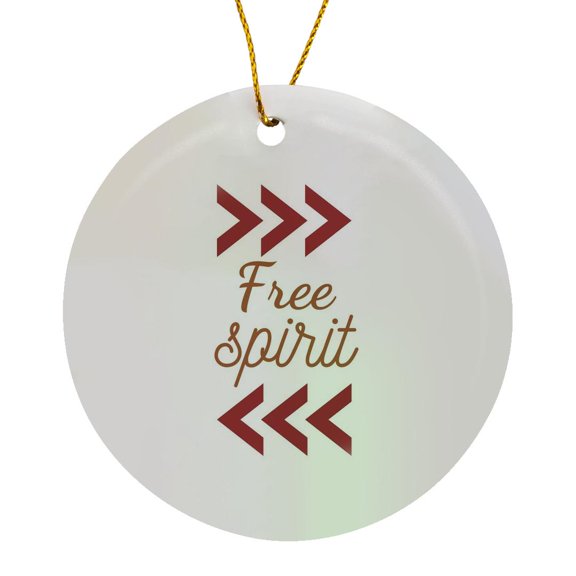 3drose, Image of a Arrow with Text of Free Spirit, Circle Porcelain Ornament