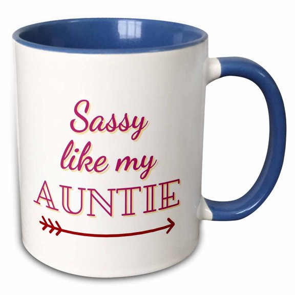 3drose, Image of a Arrow with Text of Sassy Like My Auntie, 11oz Two-tone Blue Mug