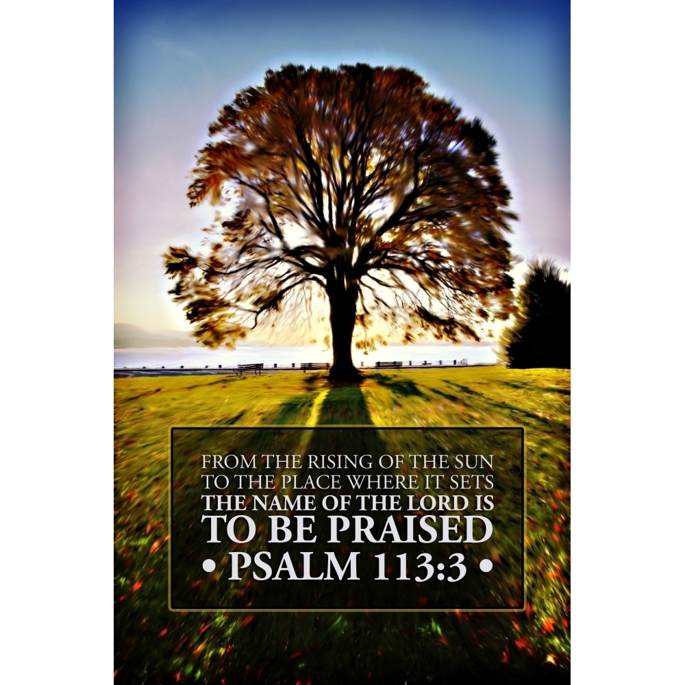 Image Of A Backlit Tree In Autumn Against A Blue Sky With Scripture ...