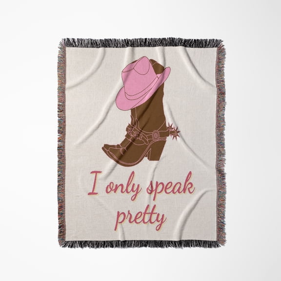 Image Of A Boots With Cowboy Hat , Woven Blanket