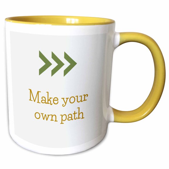 3drose, Image of a Broken Arrow with Text of Make Your Own Path, 11oz Two-tone Yellow Mug