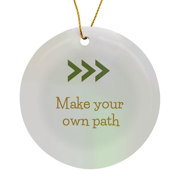 3drose, Image of a Broken Arrow with Text of Make Your Own Path, Circle Porcelain Ornament