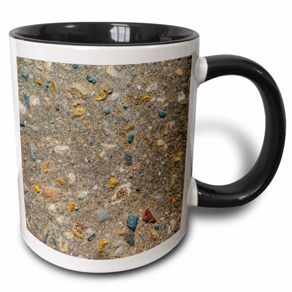 3drose, Image of a Concrete Surface with Colorful Pebbles in Cement, 15oz Two-tone Black Mug