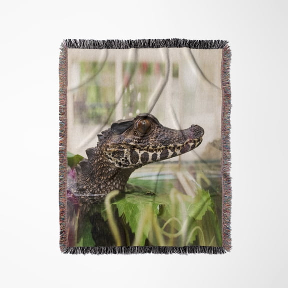 Image Of A Crocodile. Alligator. , Woven Blanket