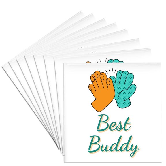 3drose, Image of a Hands with Text of Best Buddy, Set of 8 Ceramic Tile Coasters